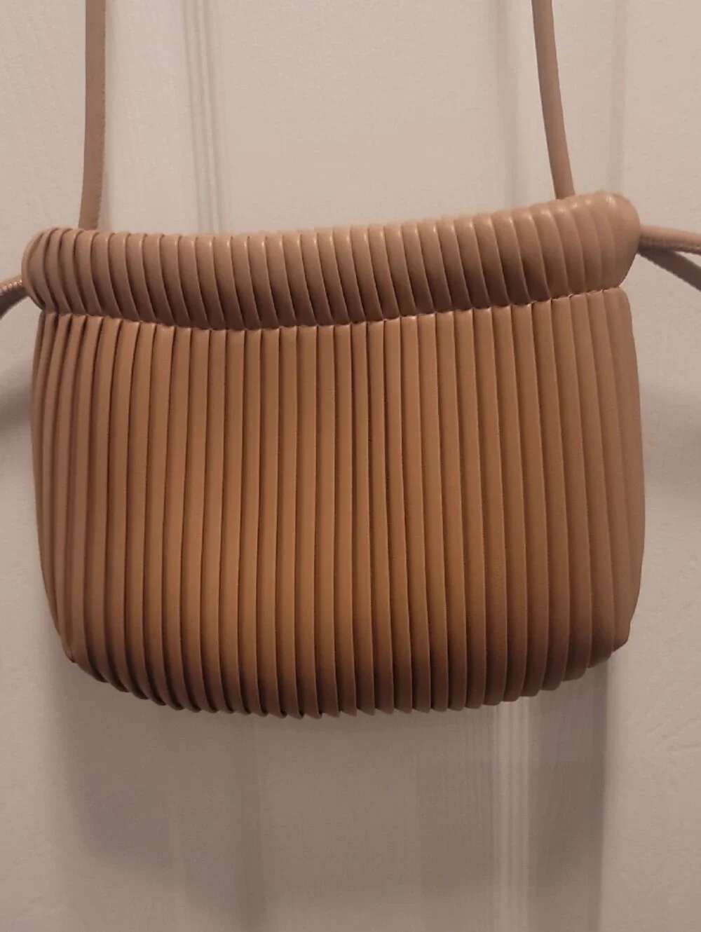 Loft Pleated Tan /Mauve Crossbody Bag - Women Bags, Shoulder Strap Length 23